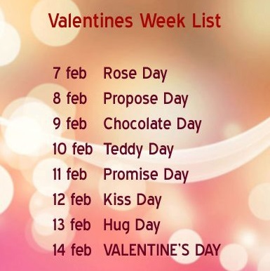 Valentine Day Week List 2021